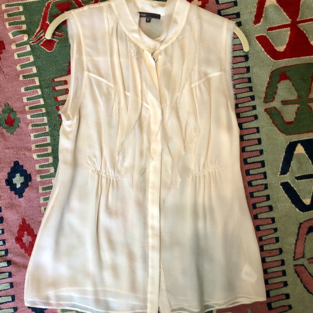 Vince Off-White Sleeveless Silk Button Down Shirt Size 8